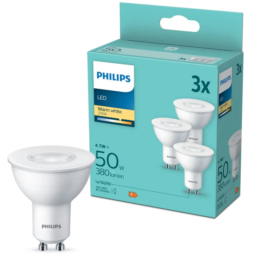 Philips LED-lampa GU10 380 lm 3-pack