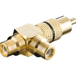 RCA-adapter med ljudavtappning Guldpläterad Svart