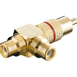 RCA-adapter med ljudavtappning Guldpläterad Röd