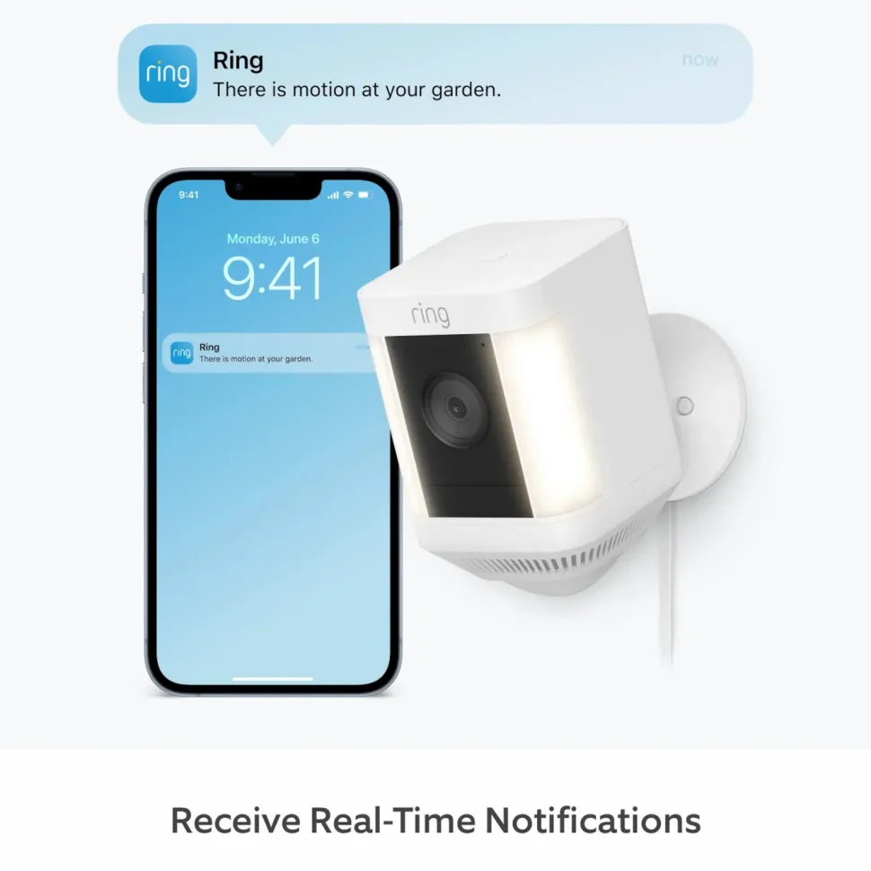 Ring Spotlight Cam Plus Plug-In Övervakningskamera Vit