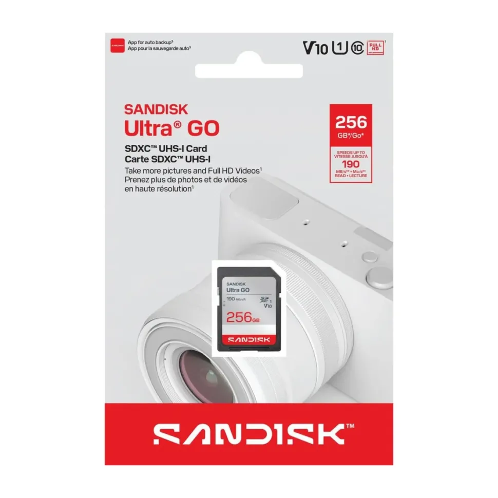 Sandisk SD Ultra GO SDXC-minneskort 190 MB/s 256 GB