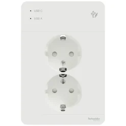 Schneider Electric Exxact Jordat vägguttag med USB-portar Vit