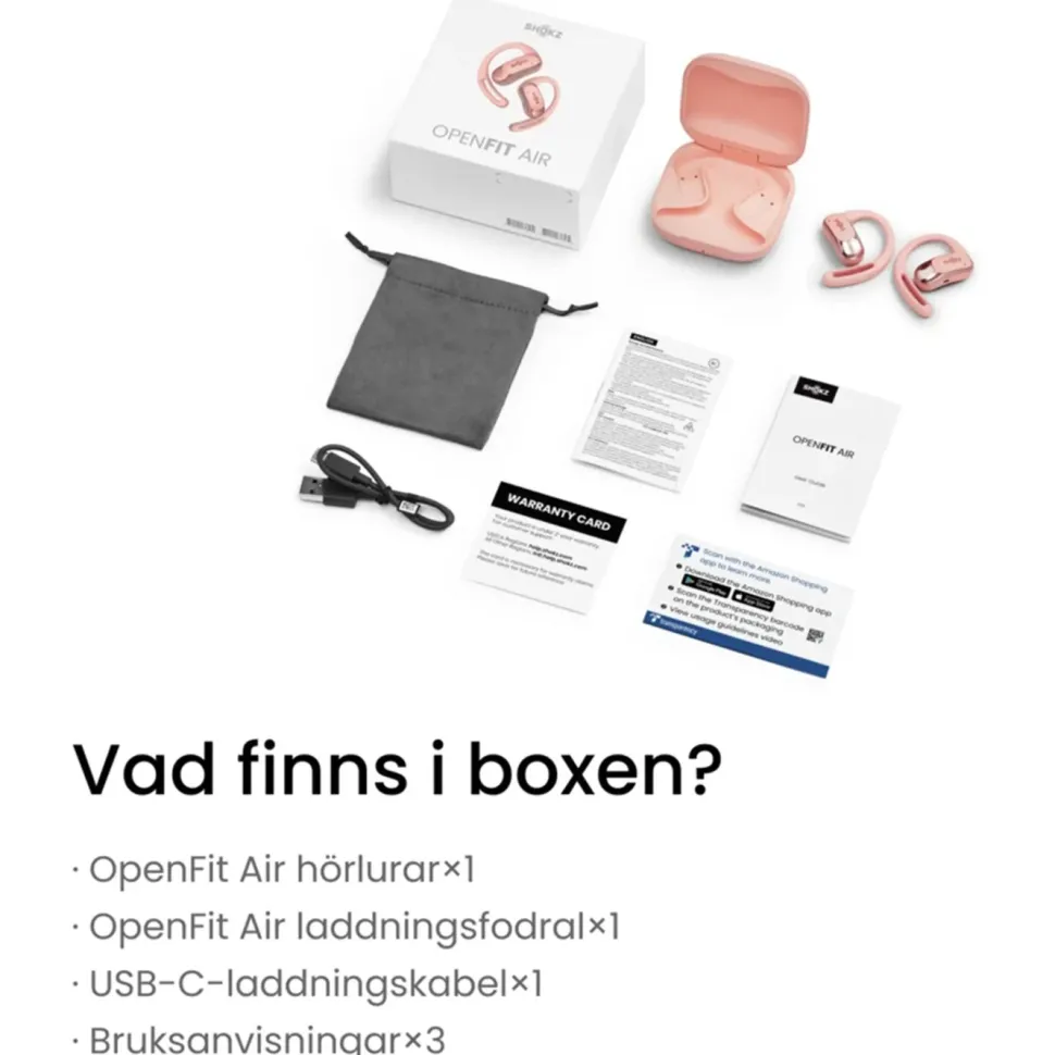 Shokz OpenFit Air Trådlösa hörlurar Rosa