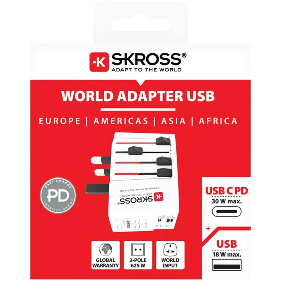 Skross AC30 PD ojordad reseadapter med USB PD 30 W