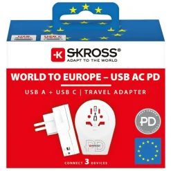 Skross Reseadapter Universal till Europa USB AC PD 20W