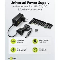 Ställbar nätadapter 3-12 V (DC) 27 W