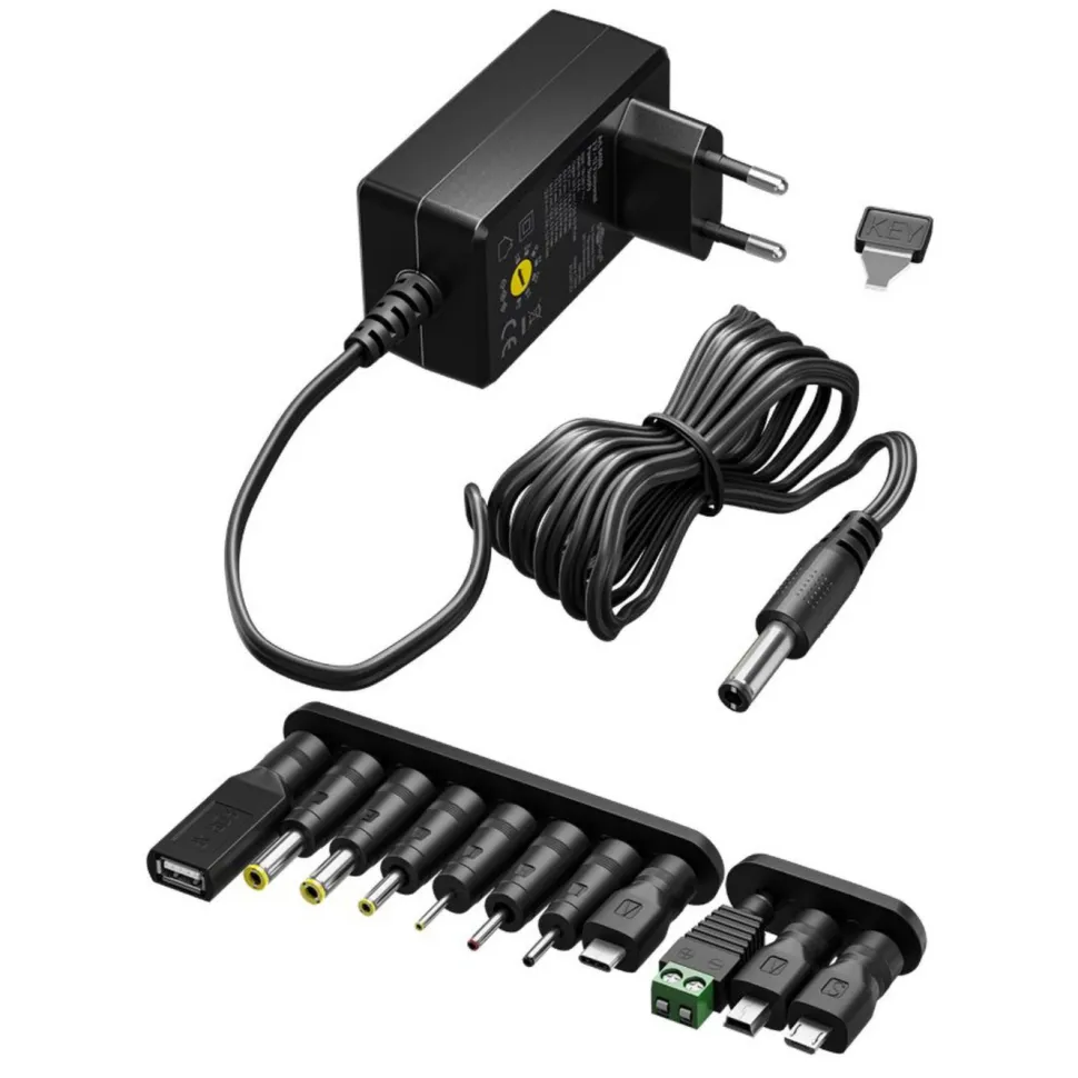 Ställbar nätadapter 3-12 V (DC) 27 W