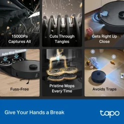 TP-Link Tapo RV50 Pro Omni – Robotdammsugare med basstation