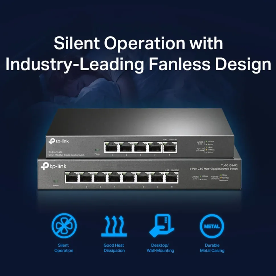 TP-Link TL-SG108-M2 Gigabitswitch 8 portar 2,5 Gb/s