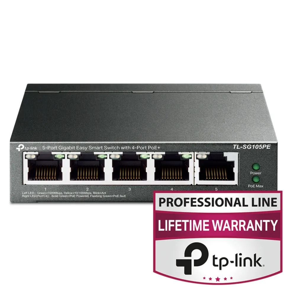 TP-Link TL-SG105PE Administrerbar gigabitswitch 5 portar PoE+