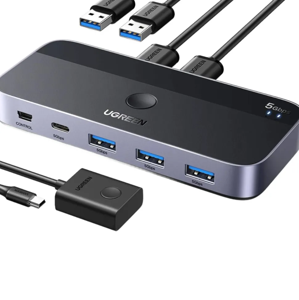 Ugreen USB 3.0-switch för delning av USB-enheter mellan två datorer