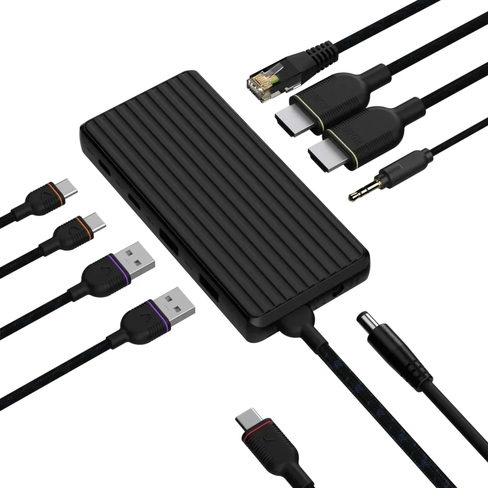 Unisynk USB-C-dockningsstation 9 portar 4K för dubbla skärmar
