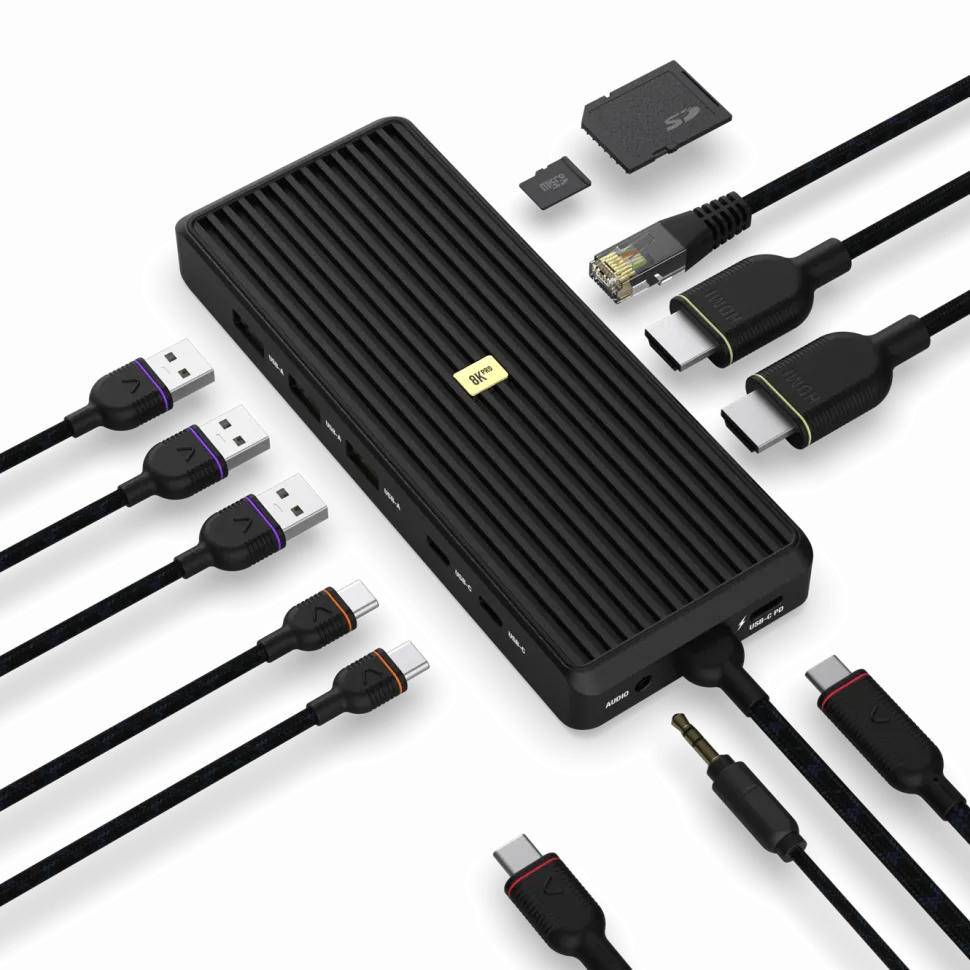 Unisynk USB-C-Hubb 12 portar 8K för dubbla skärmar