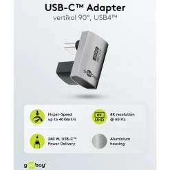 USB-C-vinkeladapter 90° med USB4-stöd