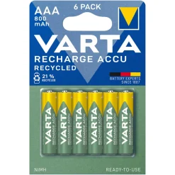 Varta Recharge Recycled AAA-batterier 800 mAh 6-pack