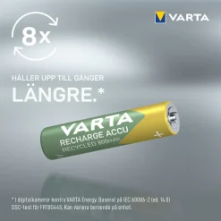 Varta Recharge Recycled AAA-batterier 800 mAh 4-pack