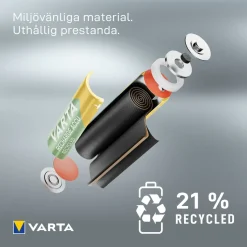 Varta Recharge Recycled AA-batterier 2100 mAh 4-pack