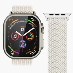 Vonmählen Woven Loop flätat armband till Apple Watch 44/45/46/49 mm Cream