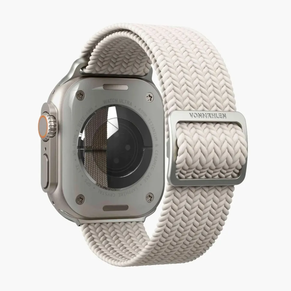 Vonmählen Woven Loop flätat armband till Apple Watch 40/41/42 mm Cream