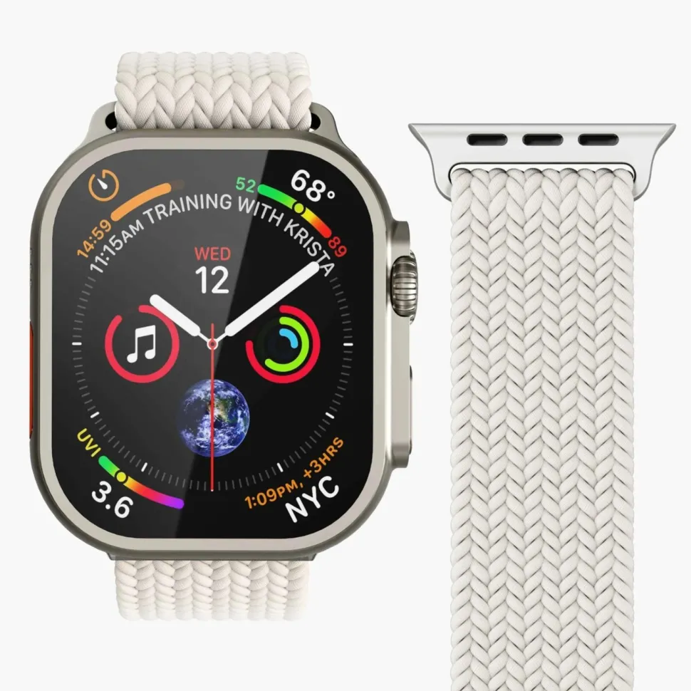 Vonmählen Woven Loop flätat armband till Apple Watch 40/41/42 mm Cream
