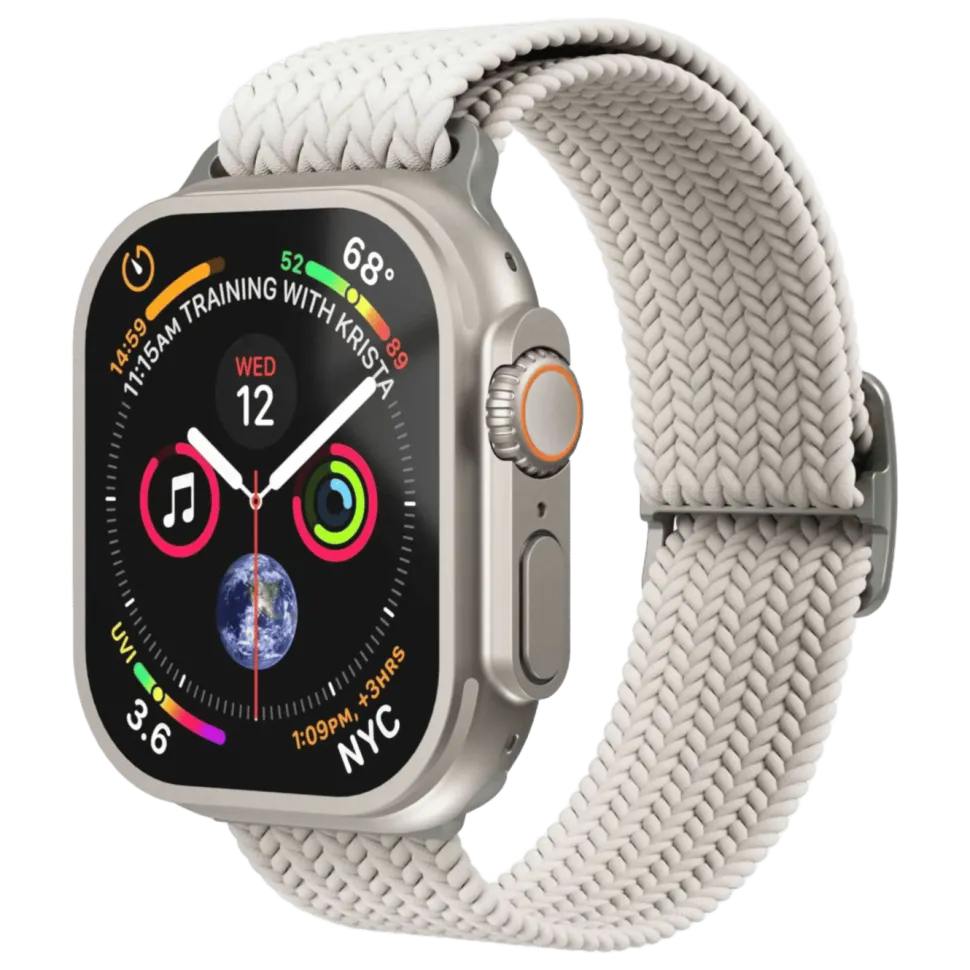 Vonmählen Woven Loop flätat armband till Apple Watch 40/41/42 mm Cream