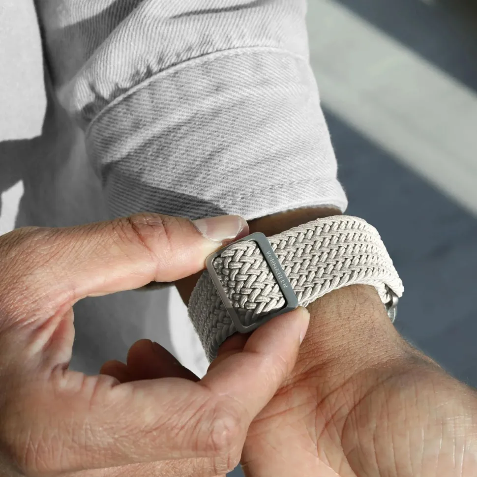 Vonmählen Woven Loop flätat armband till Apple Watch 40/41/42 mm Cream