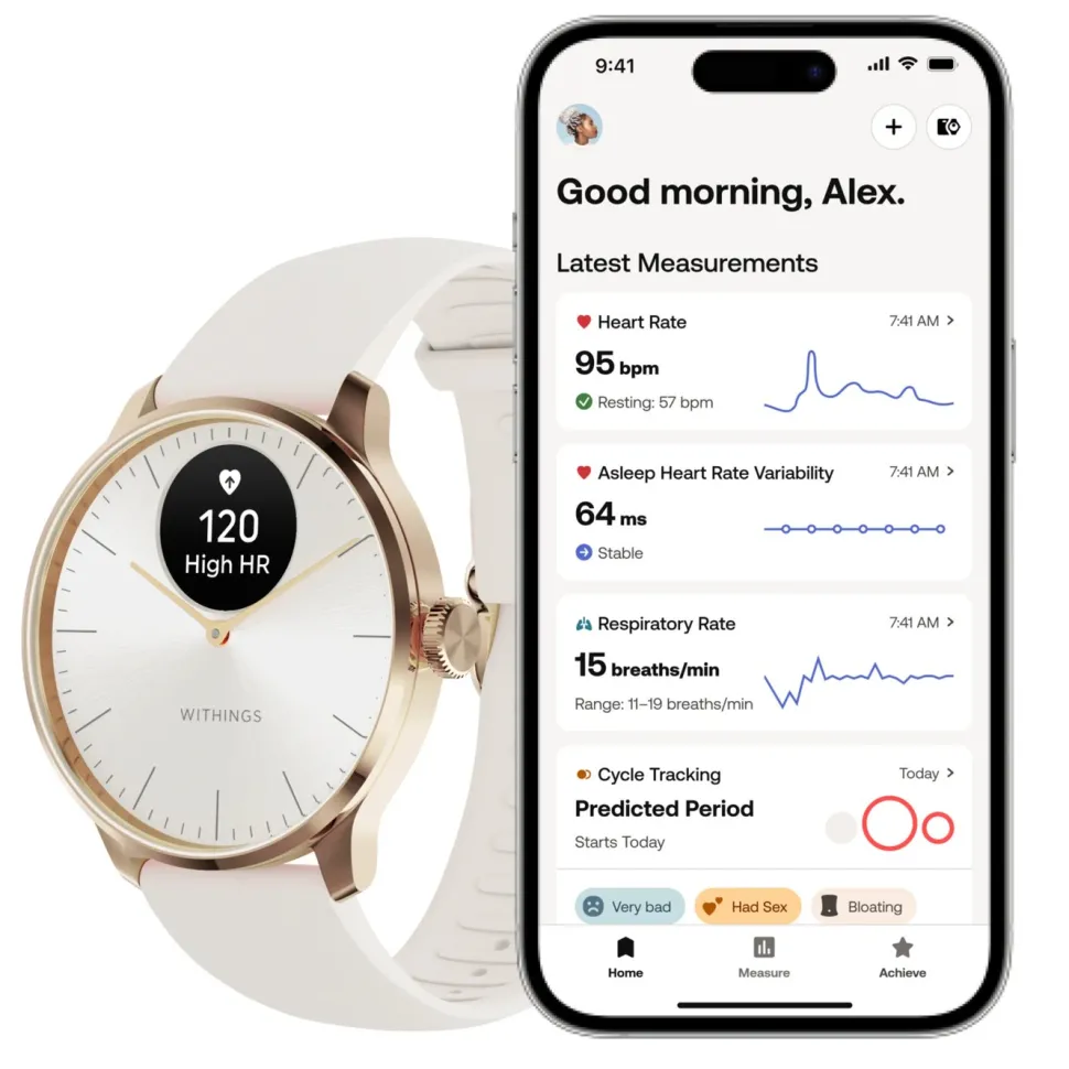 Withings Scanwatch Light Smartklocka med klassisk urtavla 37 mm Rose Gold